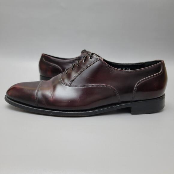 Florsheim Shoes Men's Size 10 D Cap Toe Lace Up Oxford Brown Burgundy Leather - Picture 2 of 15